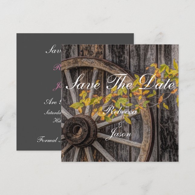 Land Charm - Rustic Western Wagon Wheel Inbjudningar (Fram/baksida)