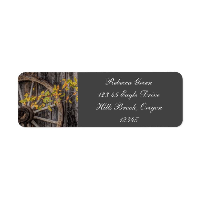Land Charm - Rustic Western Wagon Wheel Returadress Etikett (Framsidan)