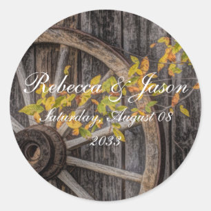 Land Charm - Rustic Western Wagon Wheel Runt Klistermärke