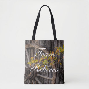 Land Charm - Rustic Western Wagon Wheel Tygkasse