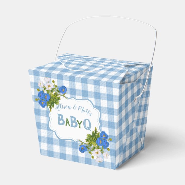 Land Check Blue Gingham Flowers BabyQ BBQ BQ Presentaskar (Framsidan Sidan)