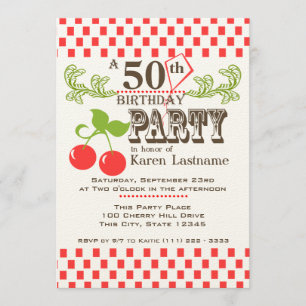Land Cherry Birthday Inbjudningar