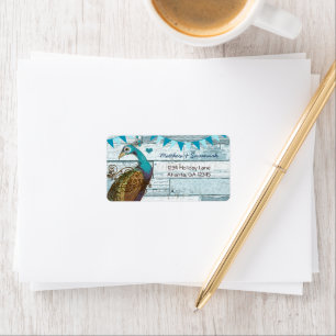 Land Chic Aqua Bunting Vintage Peacock Adressetikett