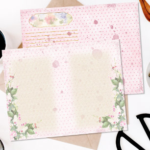 Land Chic Blommigt Polka Dot Junk Journal Page