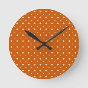 Land chic, bränd orange, neutralt, mönster rund klocka