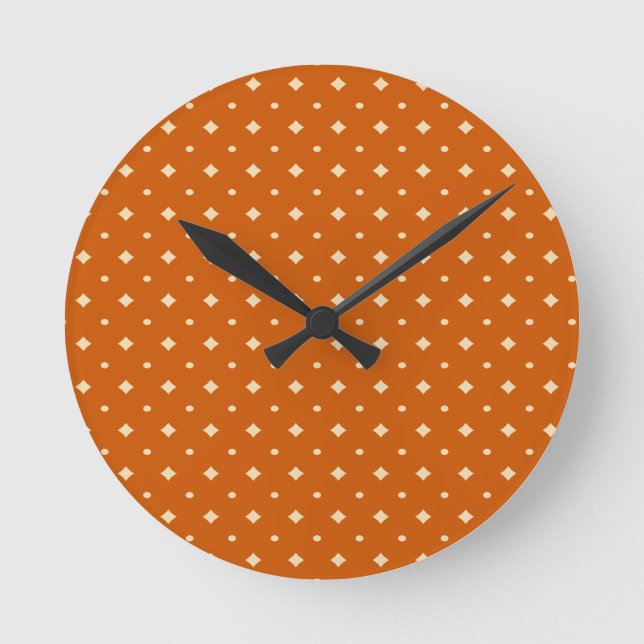 Land chic, bränd orange, neutralt, mönster rund klocka (Framsida)