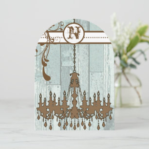 Land Chic Chocolate Mint Rustic Barn Wood Inbjudningar