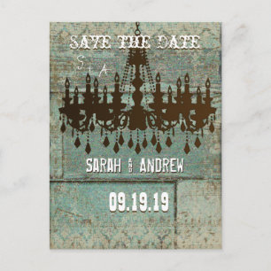 Land Chic Chocolate Mint Rustic Spara datumet Meddelande Vykort