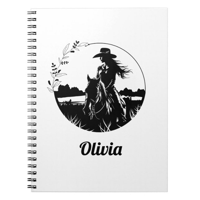 Land Chic Horse Cowgirl Western Personlig Anteckningsbok (Framsidan)