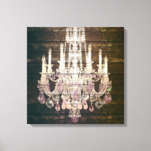 Land chic, laduvirke Rustic vintage chandelier Canvastryck