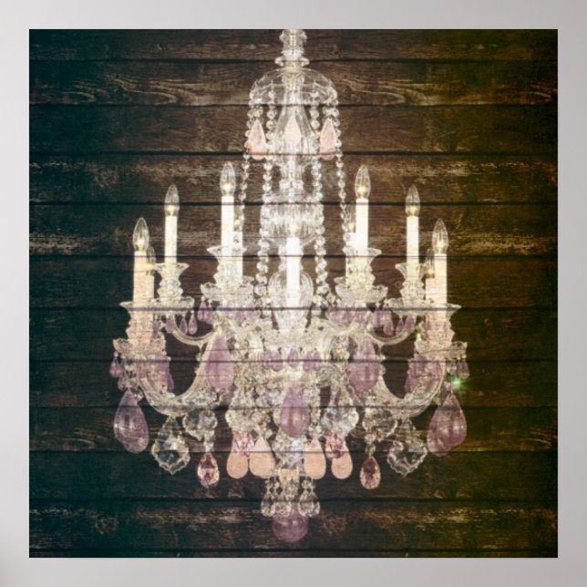 Land chic, laduvirke Rustic vintage chandelier Poster (Framsidan)