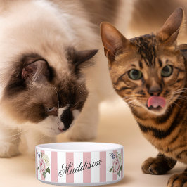 Land Chic Rosa stripe Bukett med rosor monogrammad