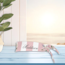 Land Chic Rosa stripe Bukett med rosor monogrammad