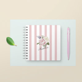 Land Chic Rosa stripe Bukett med rosor monogrammad