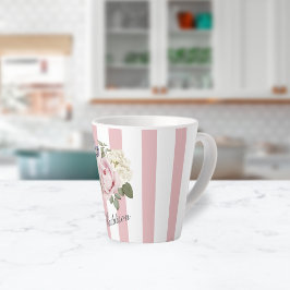 Land Chic Rosa stripe Bukett med rosor monogrammad