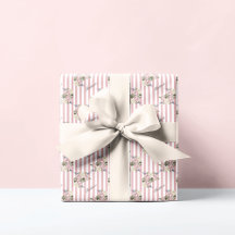 Land Chic Rosa stripe Bukett med rosor monogrammad