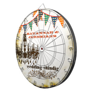 Land Chic Rustic Chandelier Bröllop Dart Board Darttavla