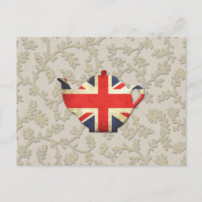 Land Chic Union Jack Flagga Tekanna Vykort (Framsida)