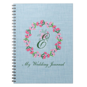 Land Chic Utandning Monogram Bröllop Journal Anteckningsbok Med Spiral