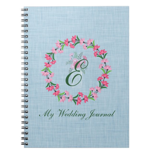 Land Chic Utandning Monogram Bröllop Journal Anteckningsbok Med Spiral (Framsidan)