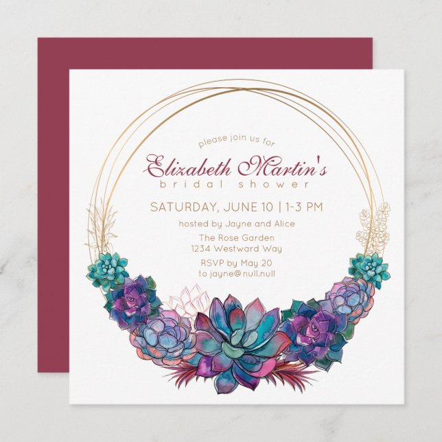 Land Chic Vattenfärgssuckuskulär Möhippa Inbjudningar (Fram/baksida)