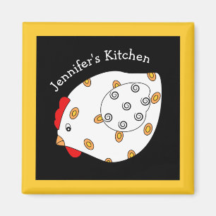 Land Chick Hen Square Magnet