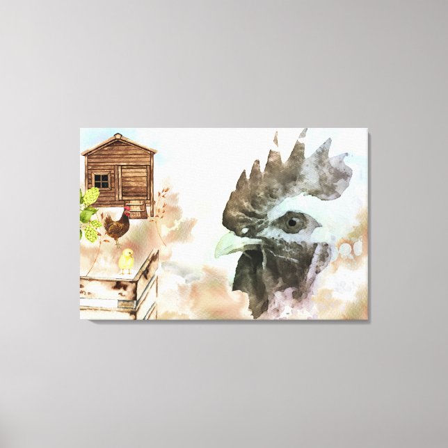 *~ Land Chicken Coop Hen Farm House Chic Rustic Canvastryck (Framsida)