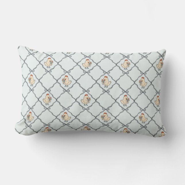 Land Chicken Fransk Farmhouse Stil med Bows Lumbarkudde (Framsida)