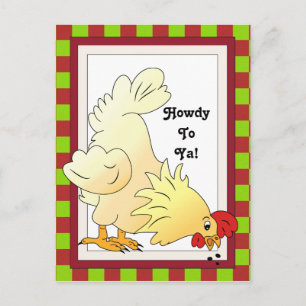 Land Chicken Howdy-vykort för tecknad Vykort