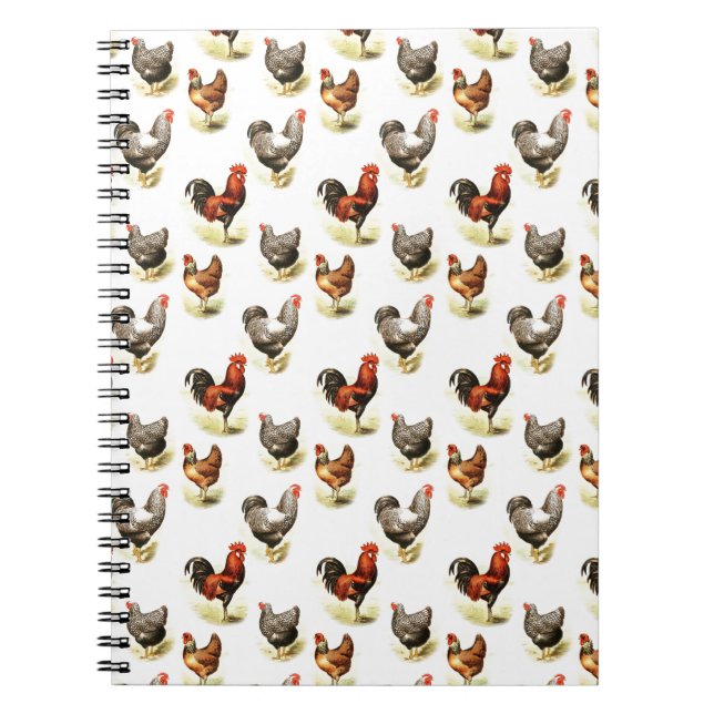 Land Chicken Mönster Anteckningsbok Med Spiral (Framsidan)