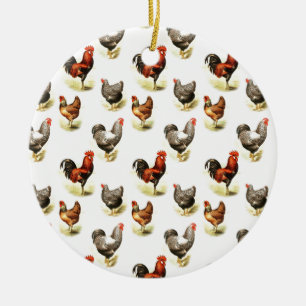 Land Chicken Mönster Julgransprydnad Keramik