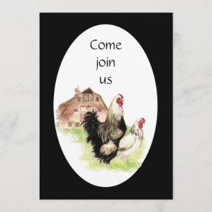 Land Chicken & Tupp Barn Anpassningsbar Farm Inbju Inbjudningar