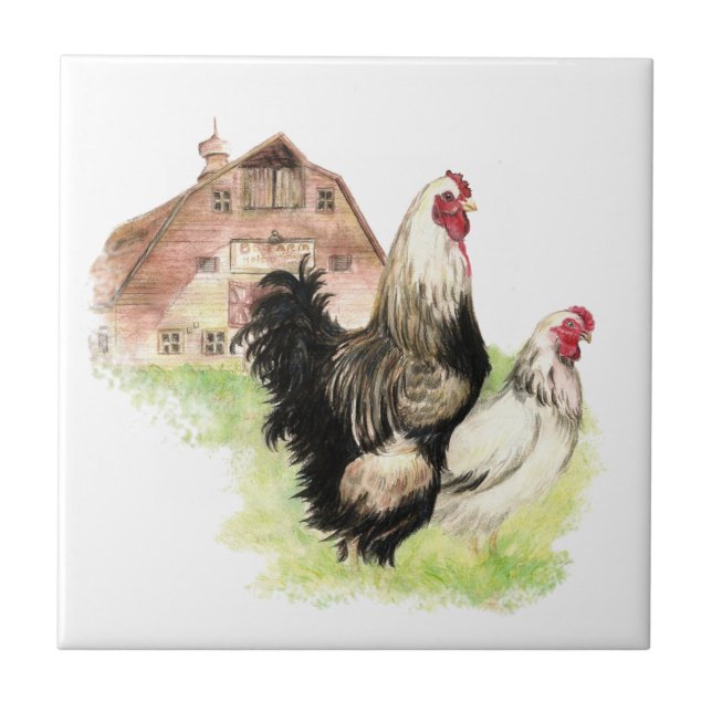 Land Chicken & Tupp Barn, Farm Scene Kakelplatta (Framsidan)