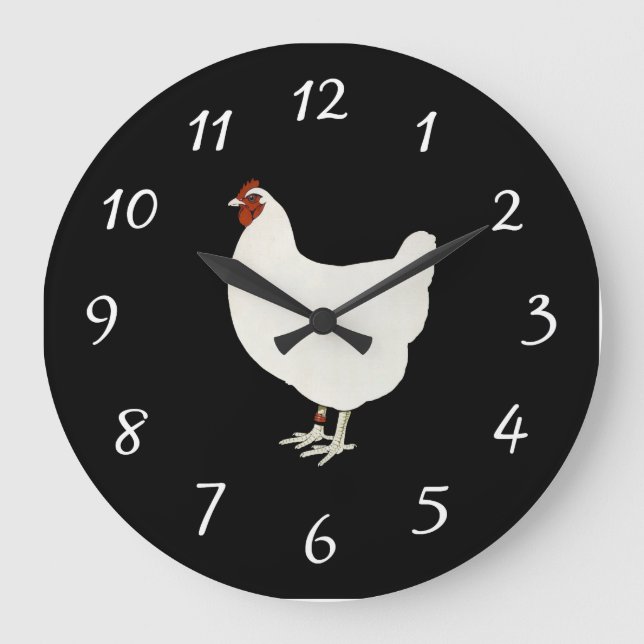 Land Chicken Wall Clock Stor Klocka (Framsida)