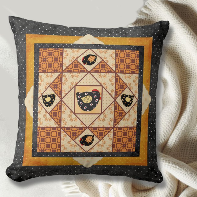 Land Chicks Faux Patchwork Pillow Kudde (Skapare uppladdad)