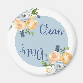 Land Clean Dirty Blommigt Blue Dishwasher Magnet