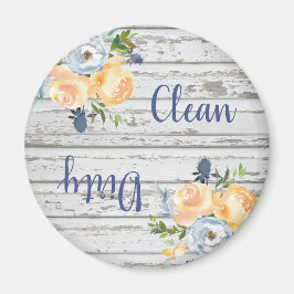Land Clean Dirty Blommigt Wood Dishwasher Magnet
