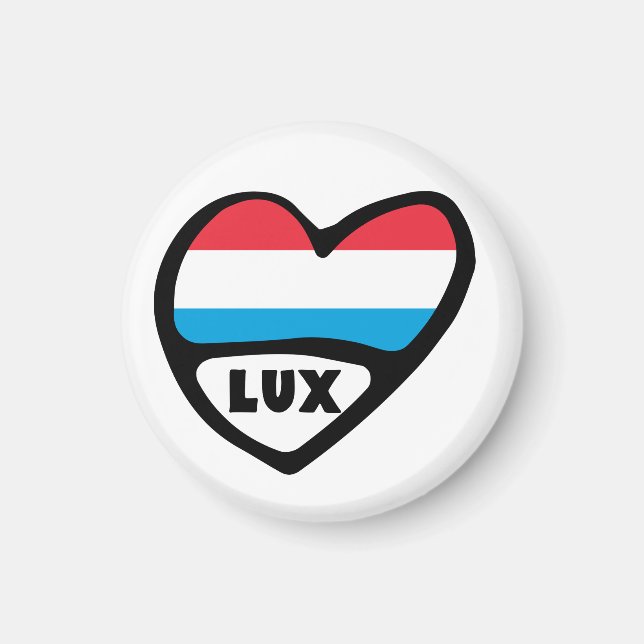 Land Code Flagga Heart LUX Magnet (Framsidan)
