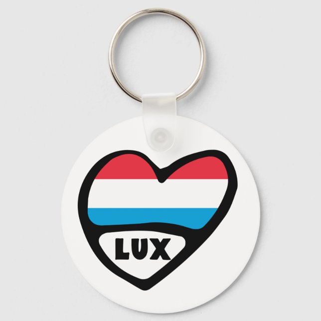 Land Code Flagga Heart LUX Nyckelring (Framsida)