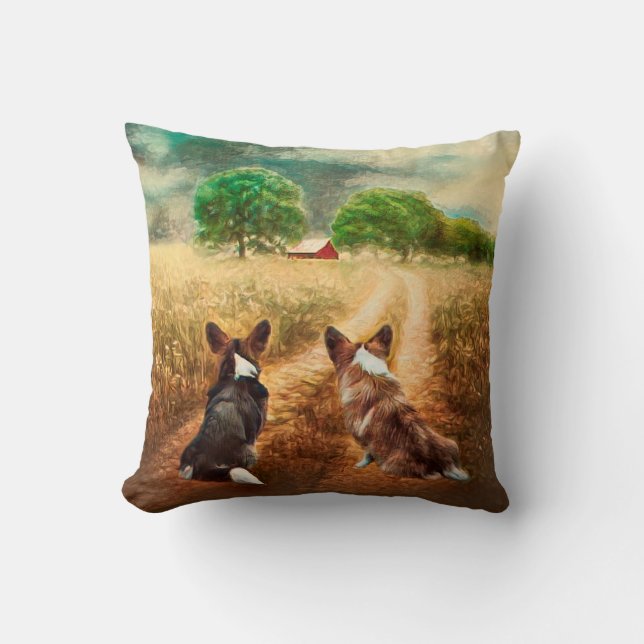 Land Corgis Renoir Stil Kudde (Framsida)