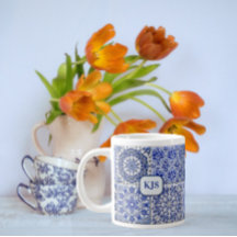 Land Cottage Tile - Blue & White - Initialer on