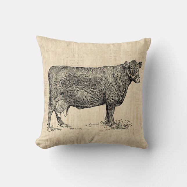 Land Cow Illustrated Art Kudde (Framsida)