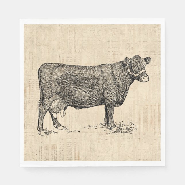Land Cow Illustrated Art Pappersservett (Framsidan)