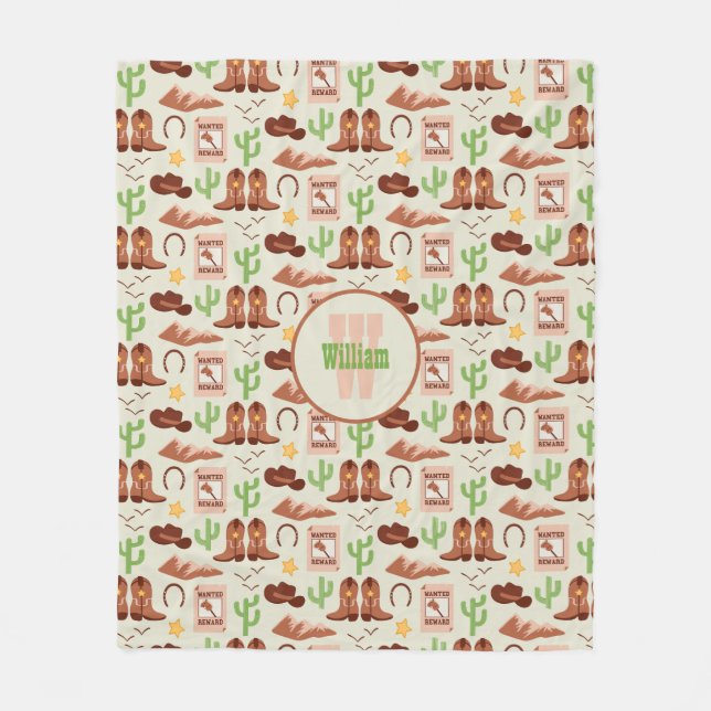 Land Cowboy Boots Stick Horse Desert Western Fleecefilt (Framsidan)