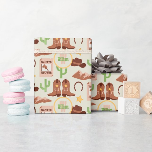 Land Cowboy Boots Stick Horse Desert Western Presentpapper (Baby Shower)