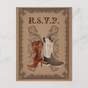 Land Cowboy Boots Westerna Bröllop OSA Inbjudan Vykort