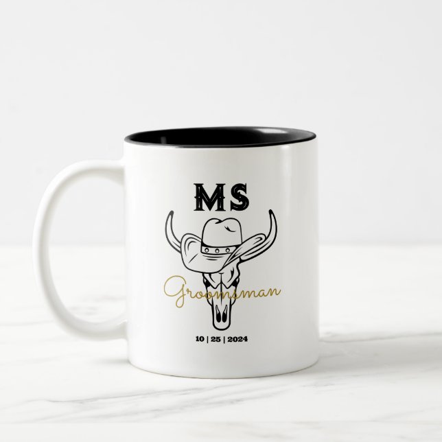 Land Cowboy Personlig Marskalkars Monogram Två-Tonad Mugg (Vänster)