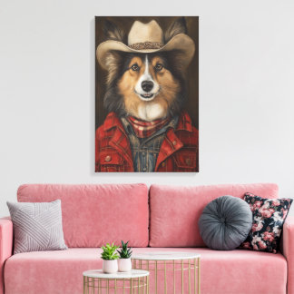 Land Cowboy Shetland Sheepdog | Sheltie Canvastryck