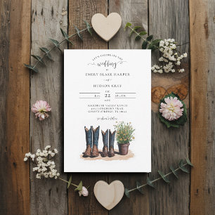 Land CowboyBoots Wildblommor Bröllop Inbjudningar