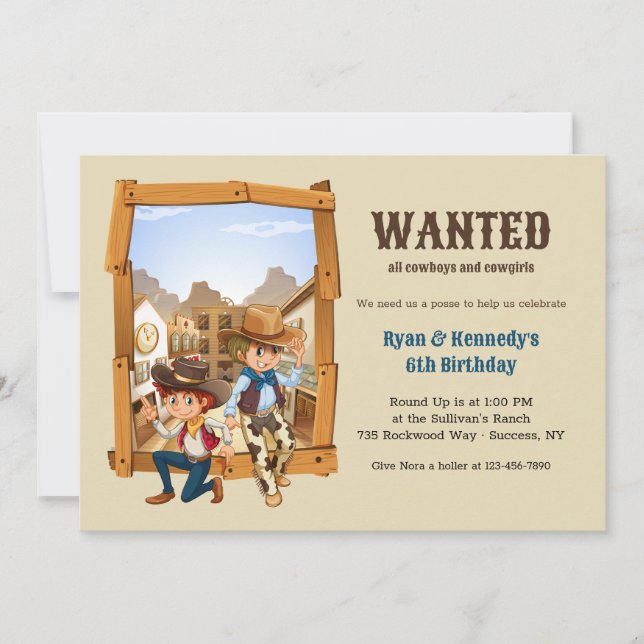 Land Cowboys Födelsedagsfest inbjudan (Framsida)